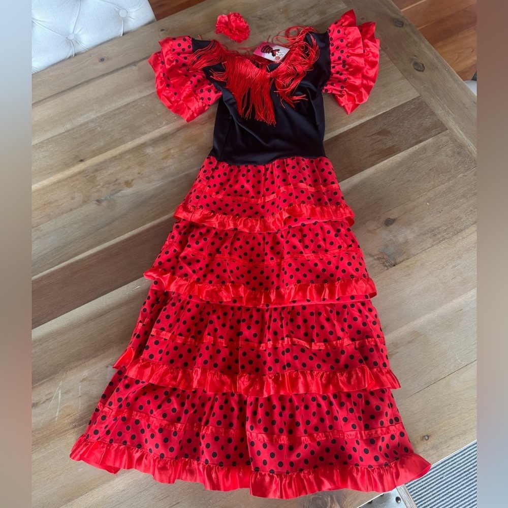 Red Black Polka Dot Flamenco Dress Costume